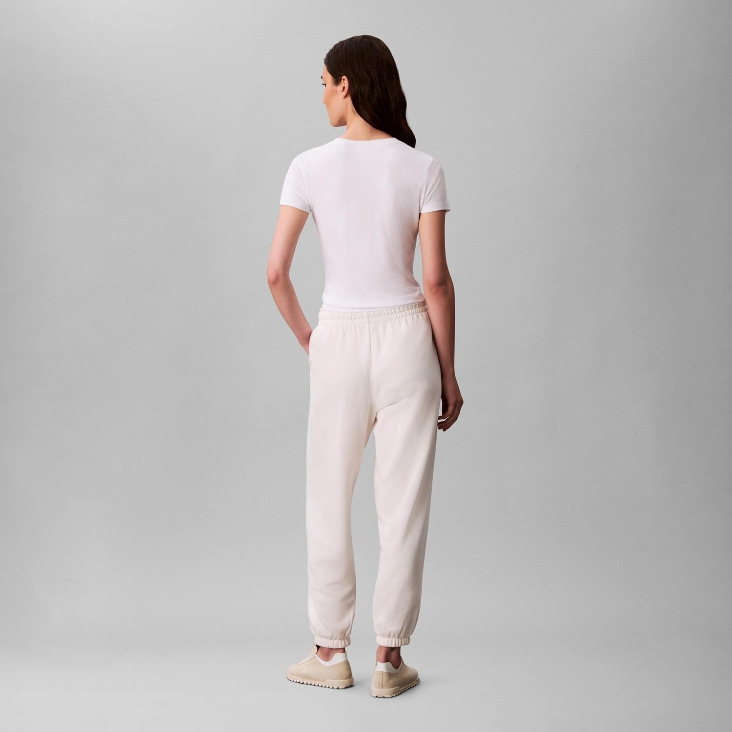 image:imageCalvin Klein Womens Monogram Logo JoggersWhite Greige