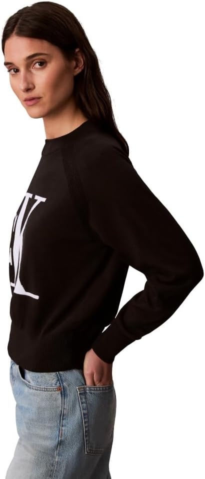 image:imageCalvin Klein Womens Monogram Logo Mockneck SweaterBlack