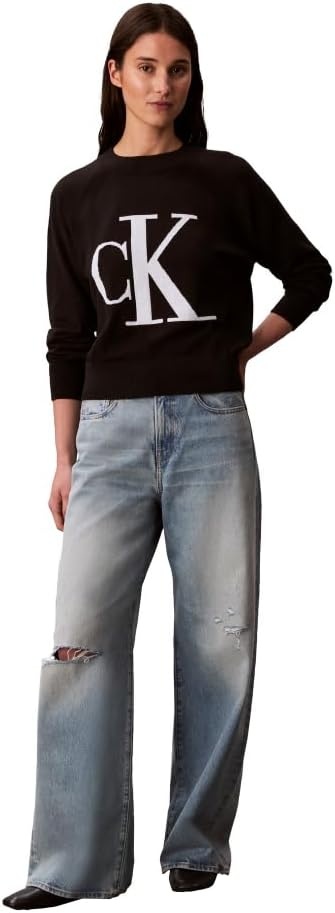 image:imageCalvin Klein Womens Monogram Logo Mockneck SweaterBlack