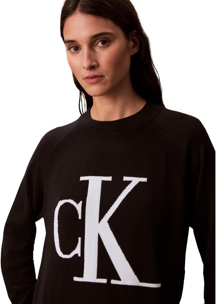 image:imageCalvin Klein Womens Monogram Logo Mockneck SweaterBlack