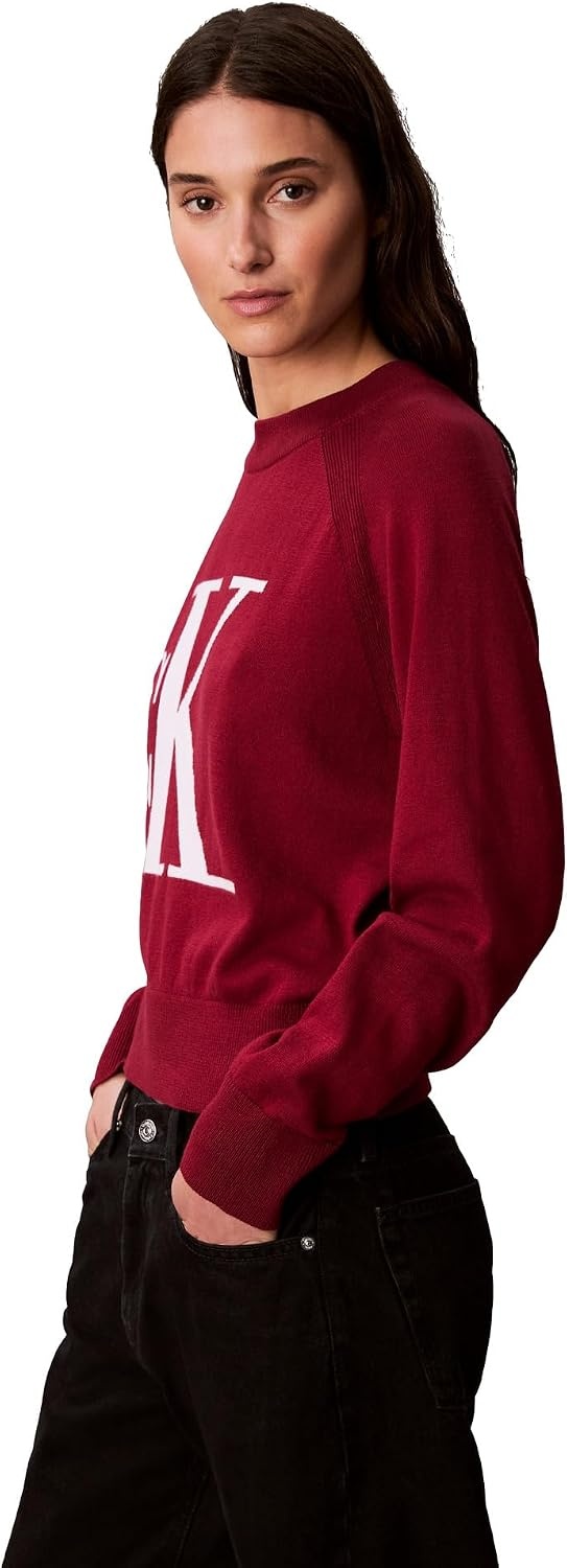image:imageCalvin Klein Womens Monogram Logo Mockneck SweaterMagenta Jewel