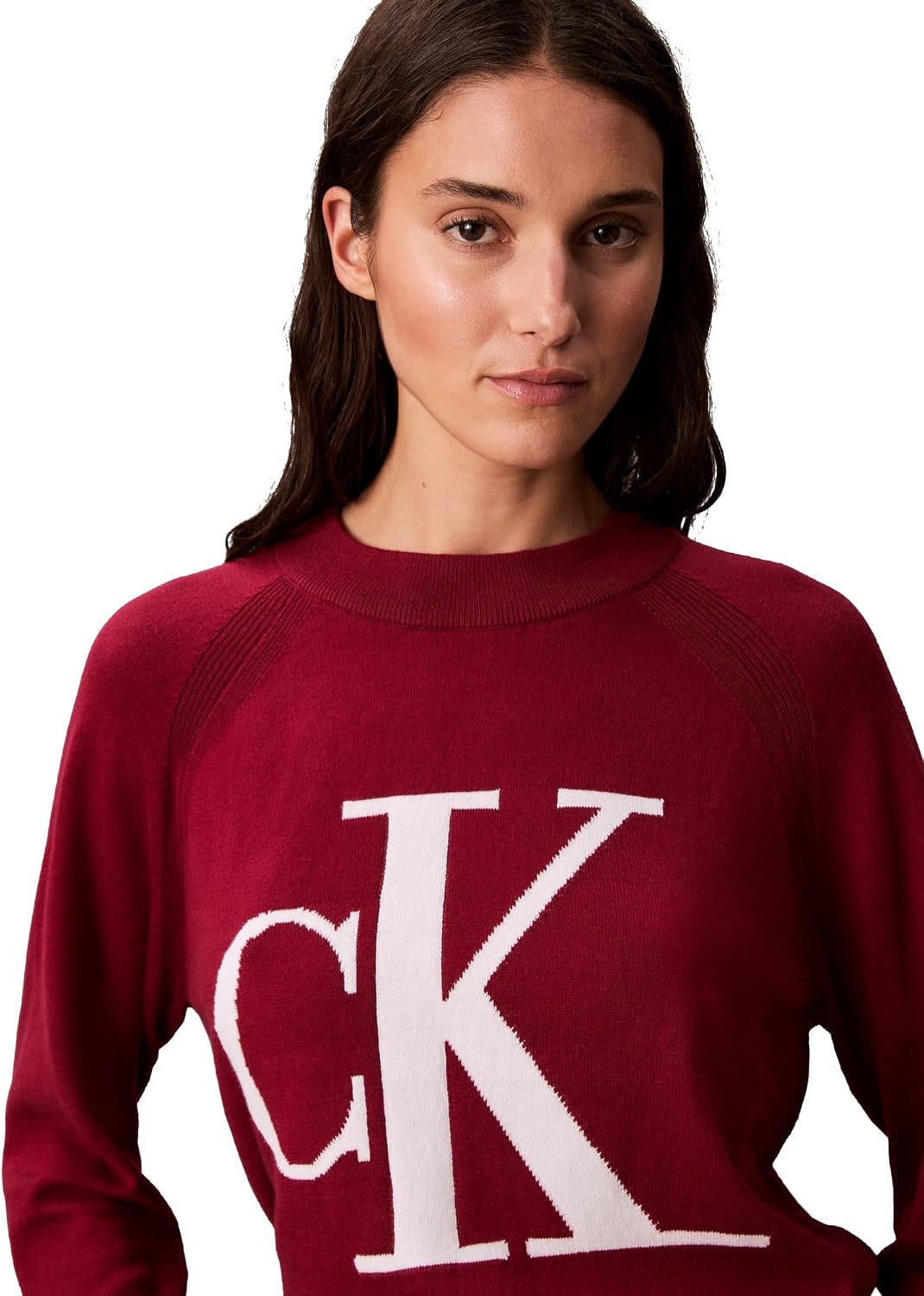 image:imageCalvin Klein Womens Monogram Logo Mockneck SweaterMagenta Jewel