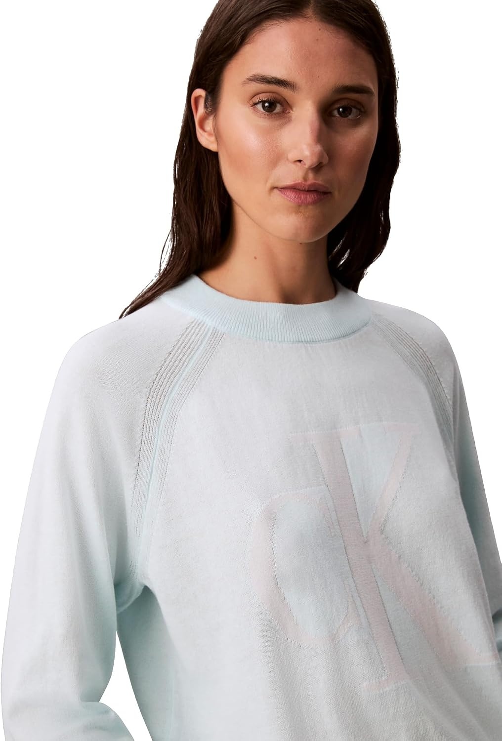 image:imageCalvin Klein Womens Monogram Logo Mockneck SweaterSerenity