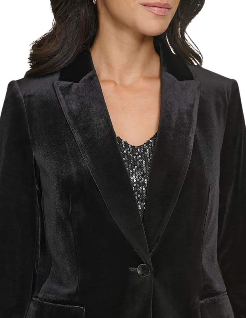 image:imageCalvin Klein Womens One Button Lux BlazerBlack