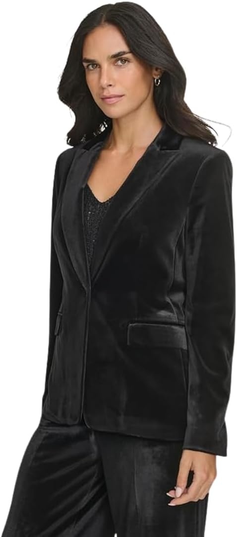 image:imageCalvin Klein Womens One Button Lux BlazerBlack