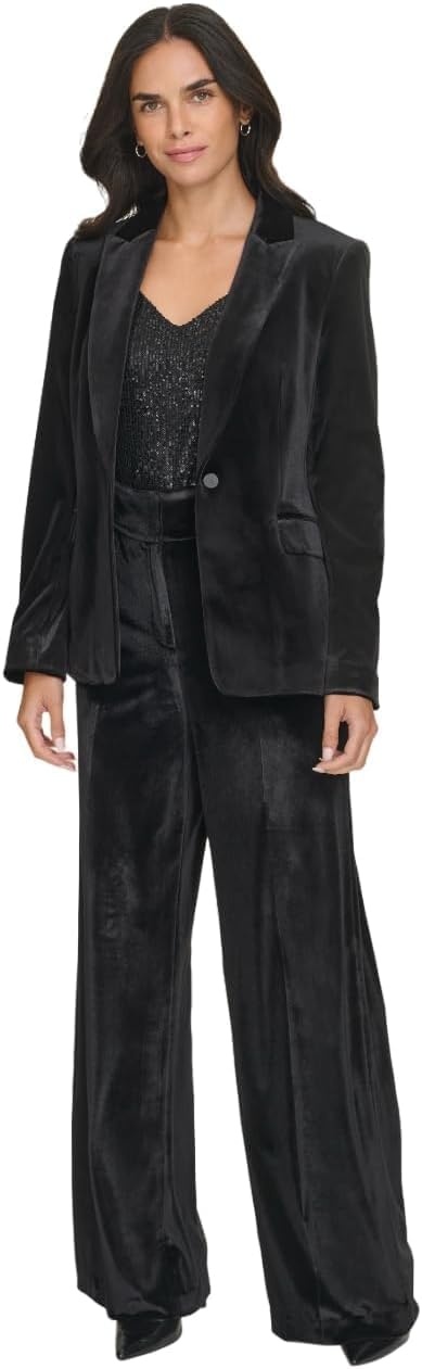 image:imageCalvin Klein Womens One Button Lux BlazerBlack