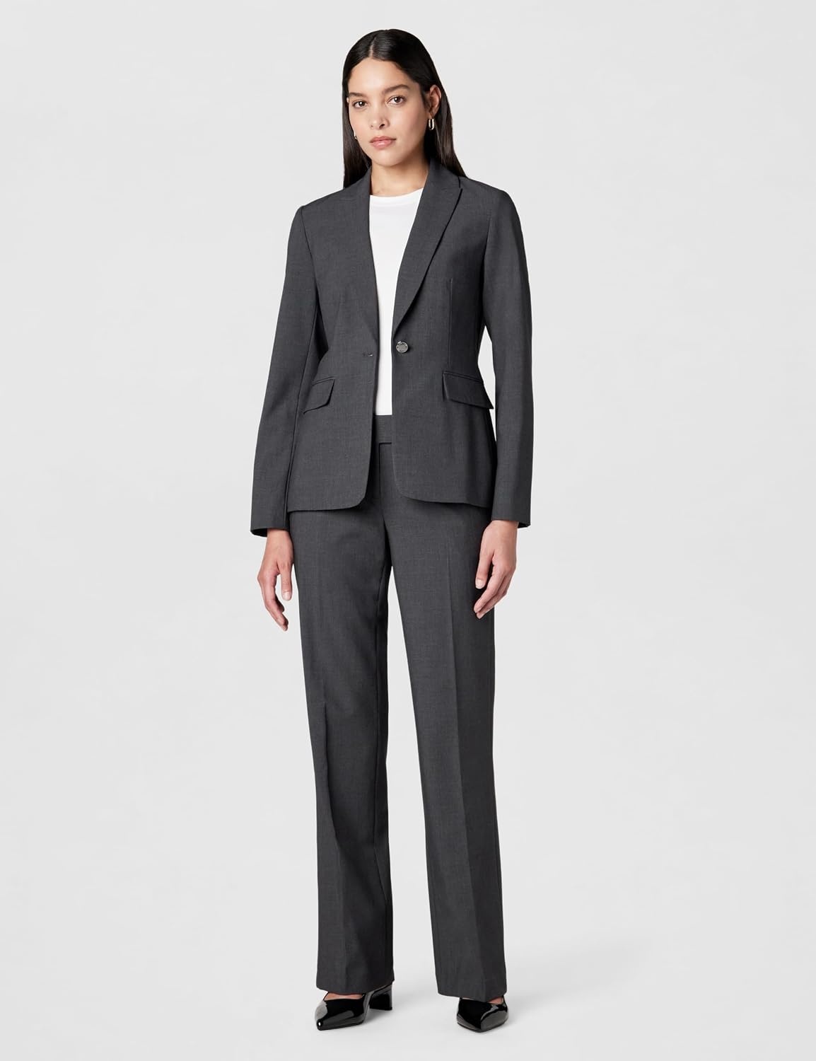 image:imageCalvin Klein Womens One Button Lux BlazerCharcoal