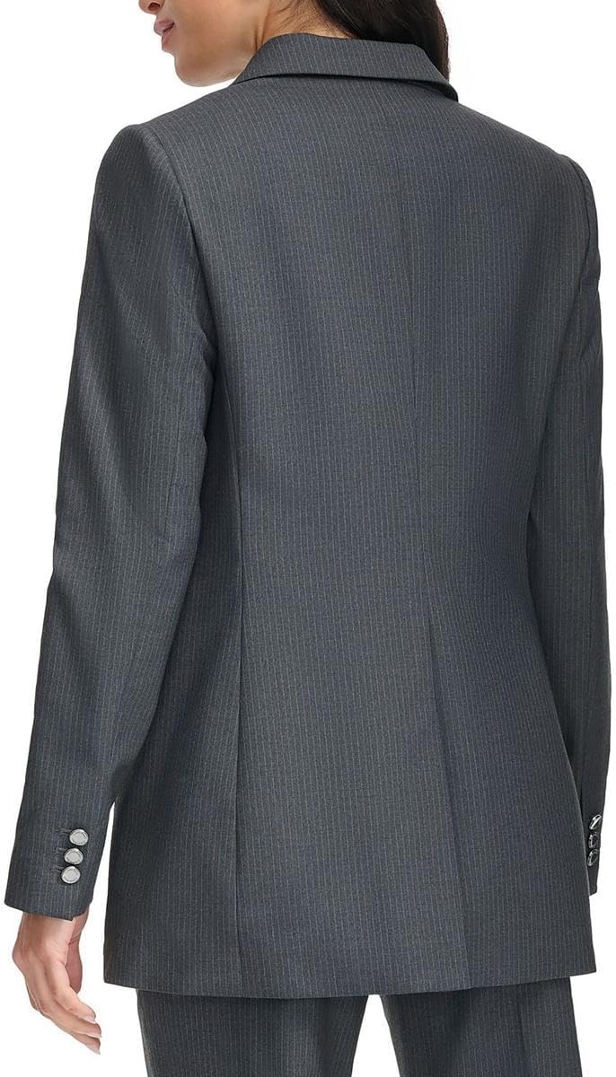 image:imageCalvin Klein Womens One Button Lux BlazerCharcoalCream