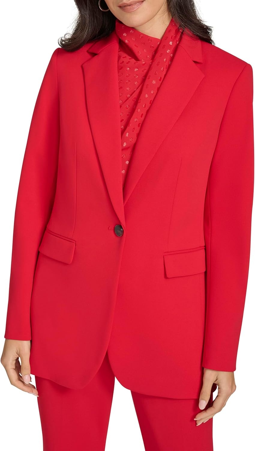 image:imageCalvin Klein Womens One Button Lux BlazerRed