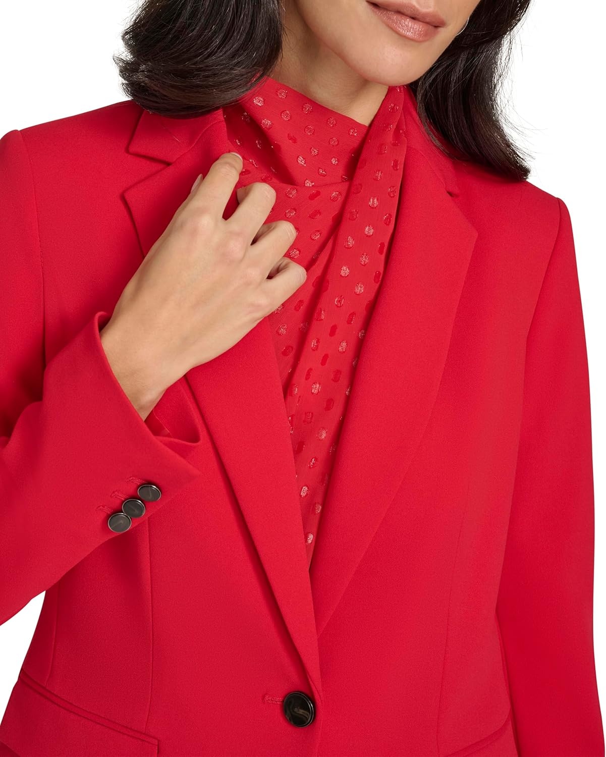 image:imageCalvin Klein Womens One Button Lux BlazerRed