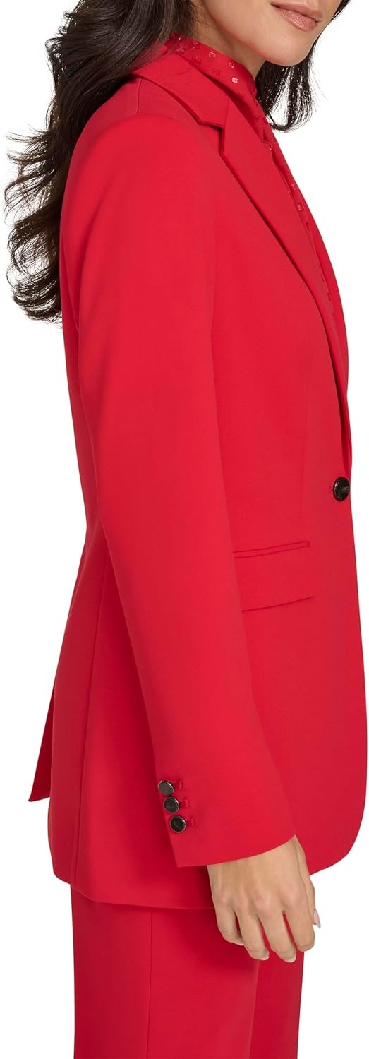 image:imageCalvin Klein Womens One Button Lux BlazerRed
