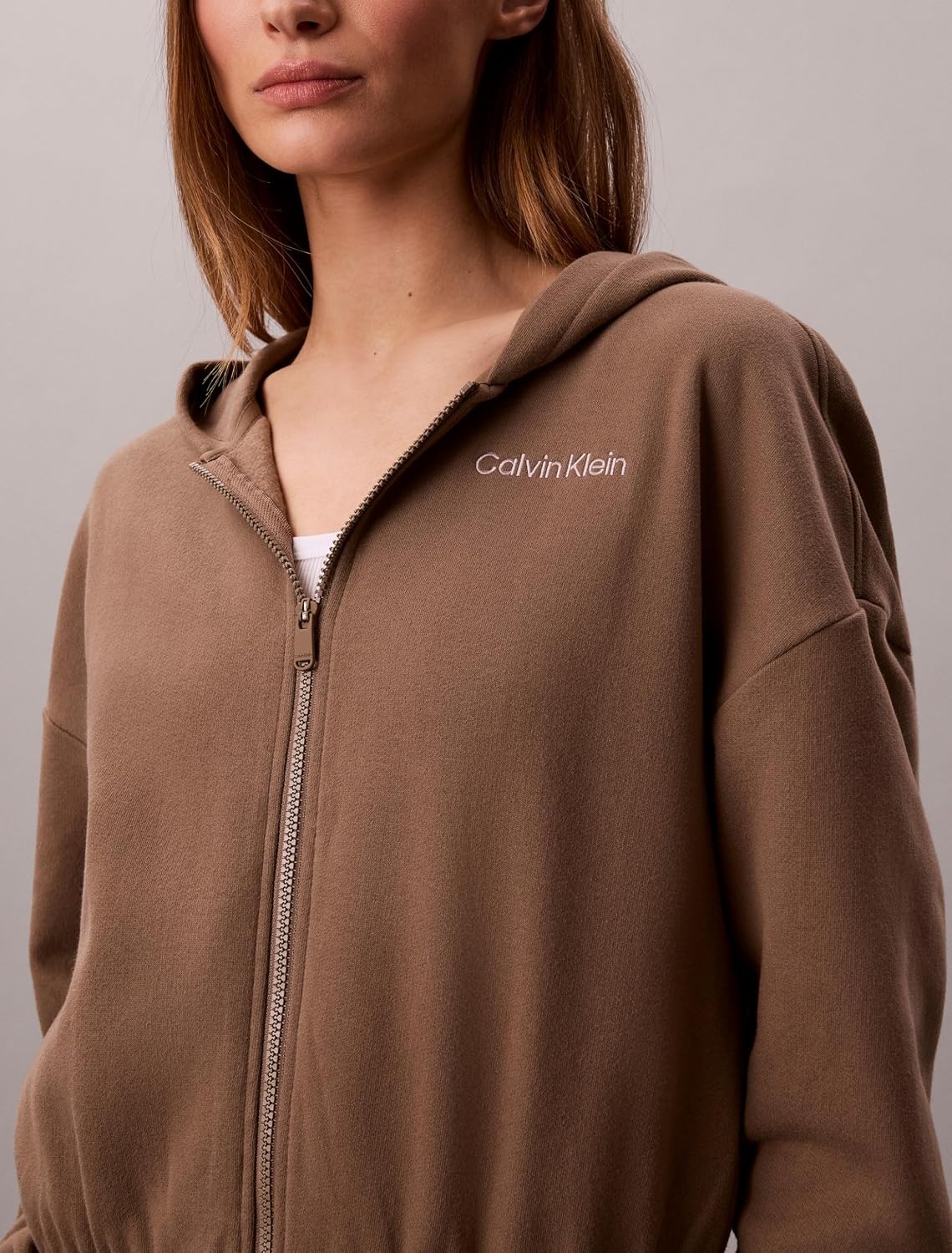 image:imageCalvin Klein Womens Performance Brushed French Terry Zip HoodieShitake