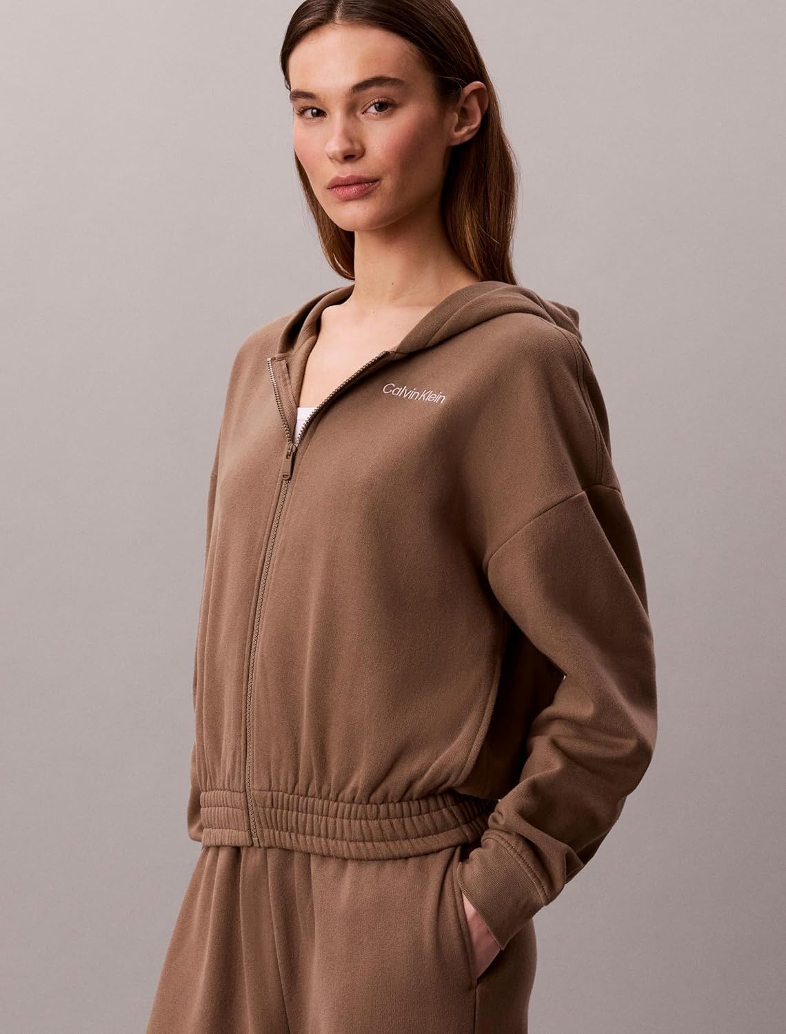 image:imageCalvin Klein Womens Performance Brushed French Terry Zip HoodieShitake