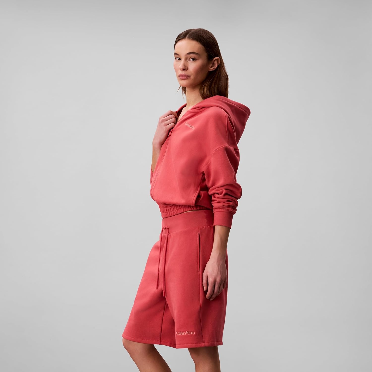 image:imageCalvin Klein Womens Performance Brushed French Terry Zip HoodieWine Blossom