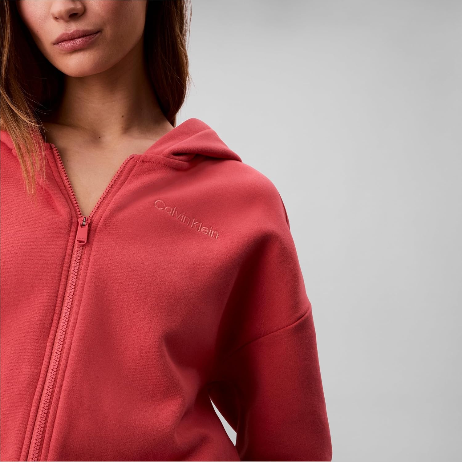 image:imageCalvin Klein Womens Performance Brushed French Terry Zip HoodieWine Blossom
