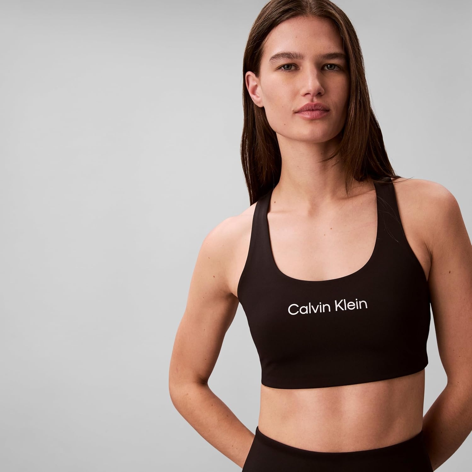 image:imageCalvin Klein Womens Performance Logo Medium Impact Sports BraBlack