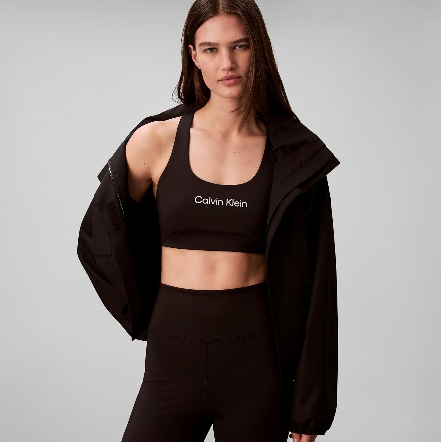 image:imageCalvin Klein Womens Performance Logo Medium Impact Sports BraBlack