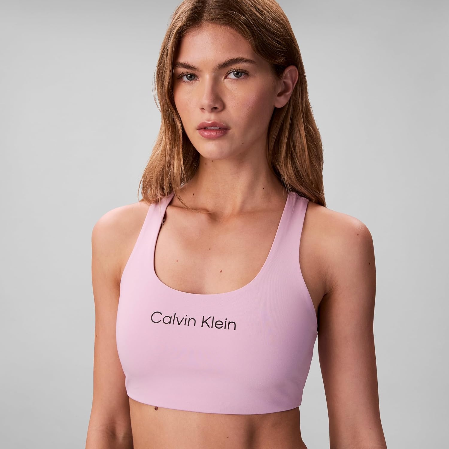 image:imageCalvin Klein Womens Performance Logo Medium Impact Sports BraFragrant Lilac