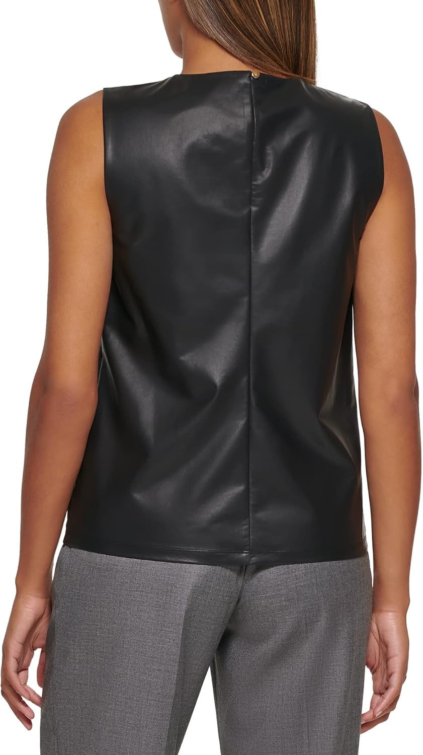 image:imageCalvin Klein Womens Pleat Neck Sleeveless BlouseBlack