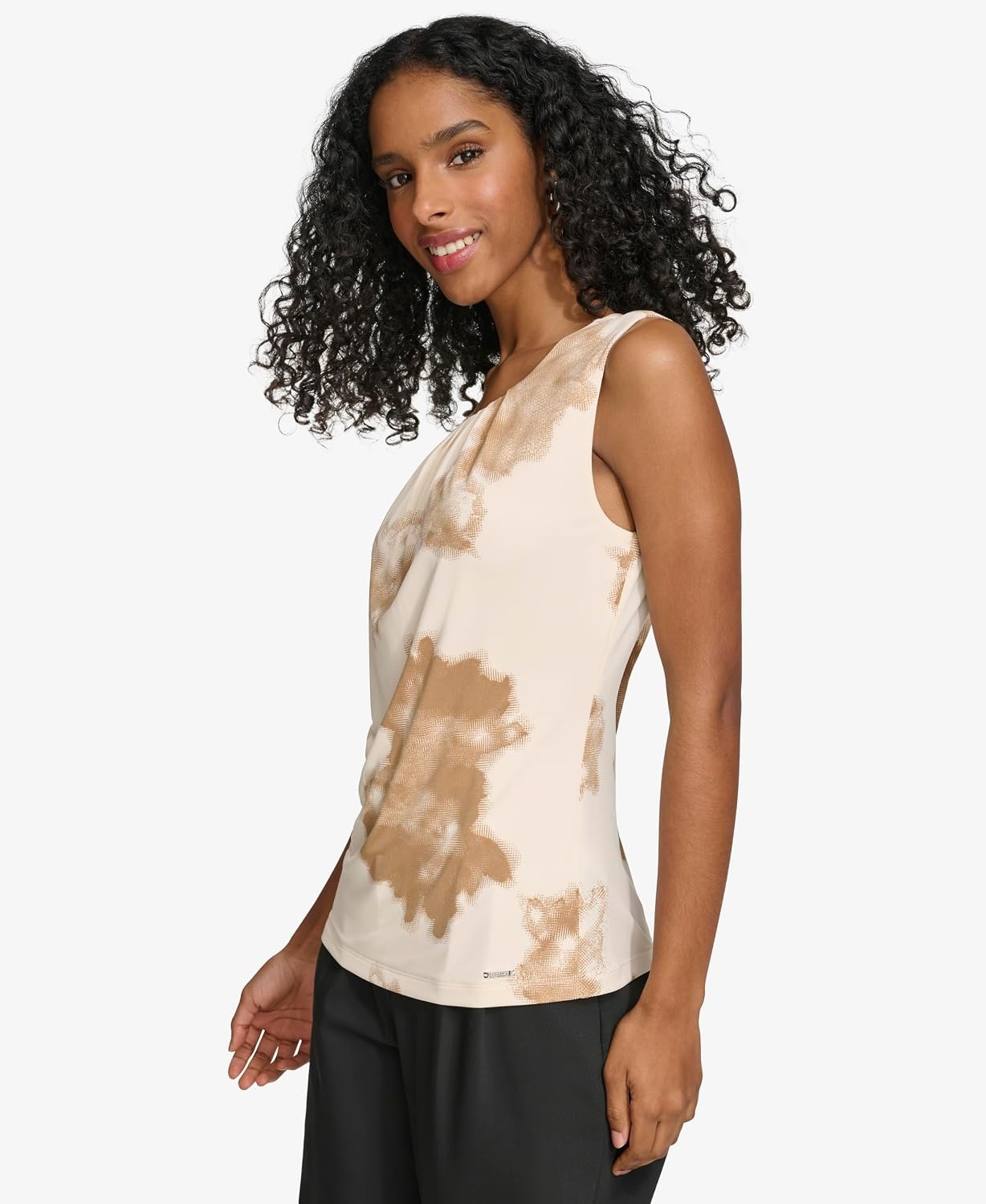 image:imageCalvin Klein Womens Pleat Neck Sleeveless BlousePristineLuggage