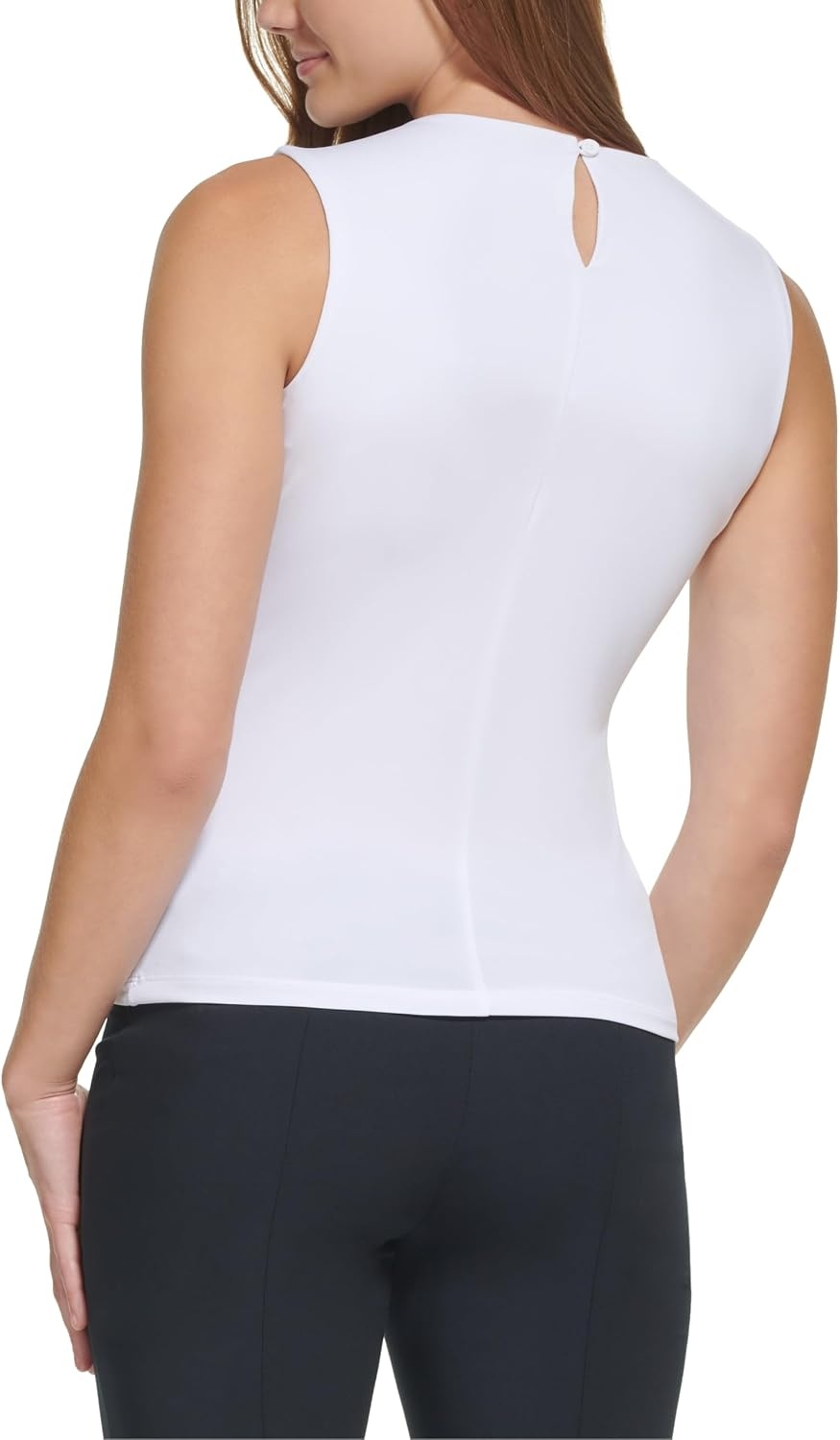image:imageCalvin Klein Womens Pleat Neck Sleeveless BlouseWhite