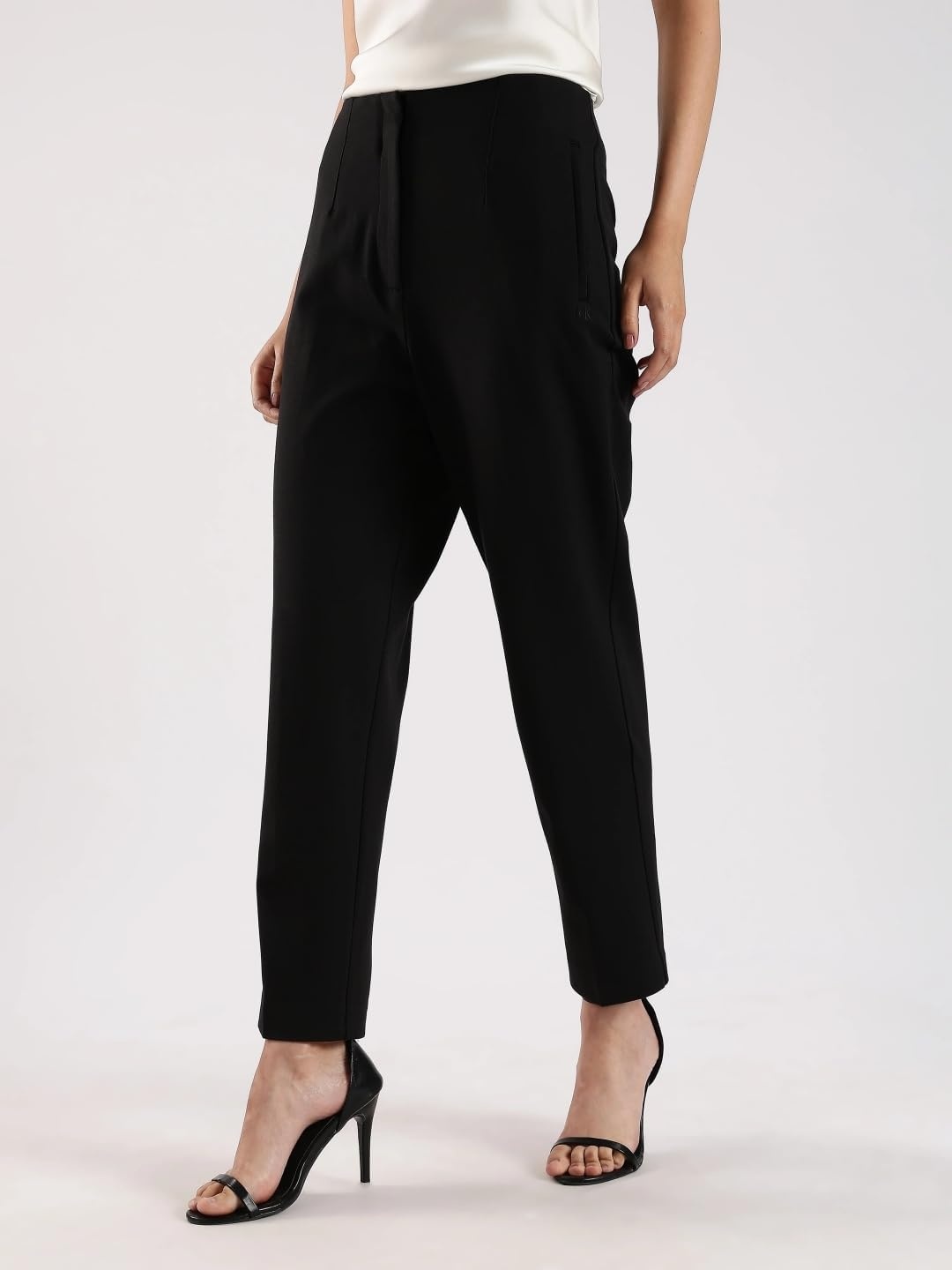 image:imageCalvin Klein Womens Ponte Cropped Straight PantsBlack