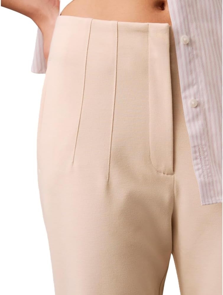 image:imageCalvin Klein Womens Ponte Cropped Straight PantsParchment