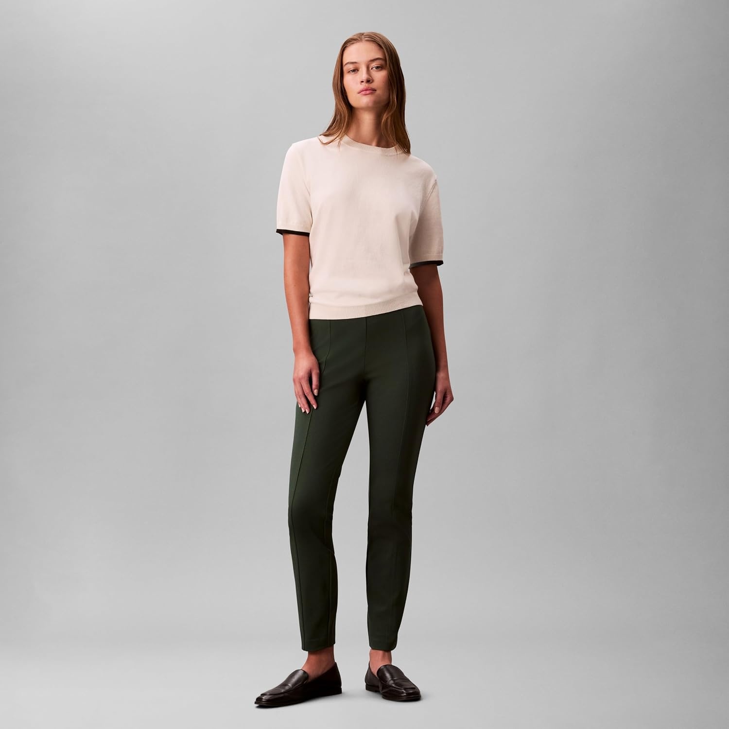 image:imageCalvin Klein Womens Ponte Skinny Fit PantsSycamore