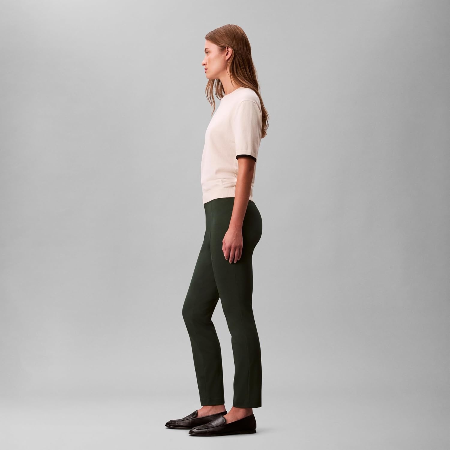 image:imageCalvin Klein Womens Ponte Skinny Fit PantsSycamore