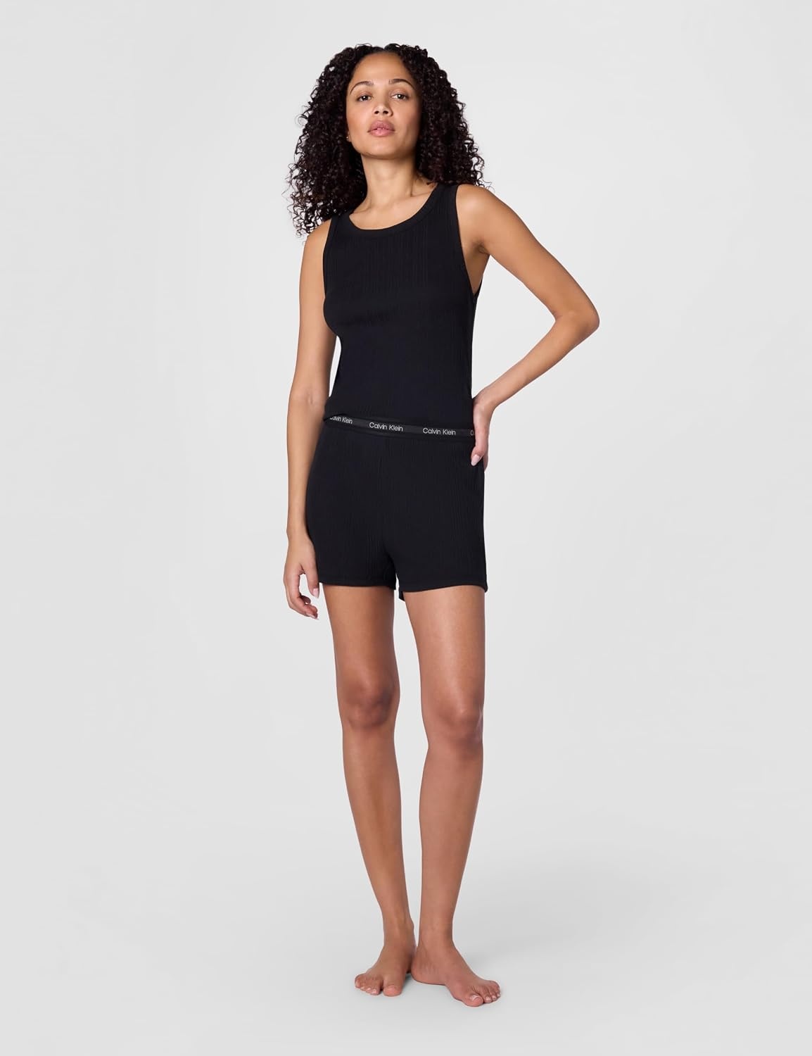 image:imageCalvin Klein Womens Refined Rib Tank Short SetBlack