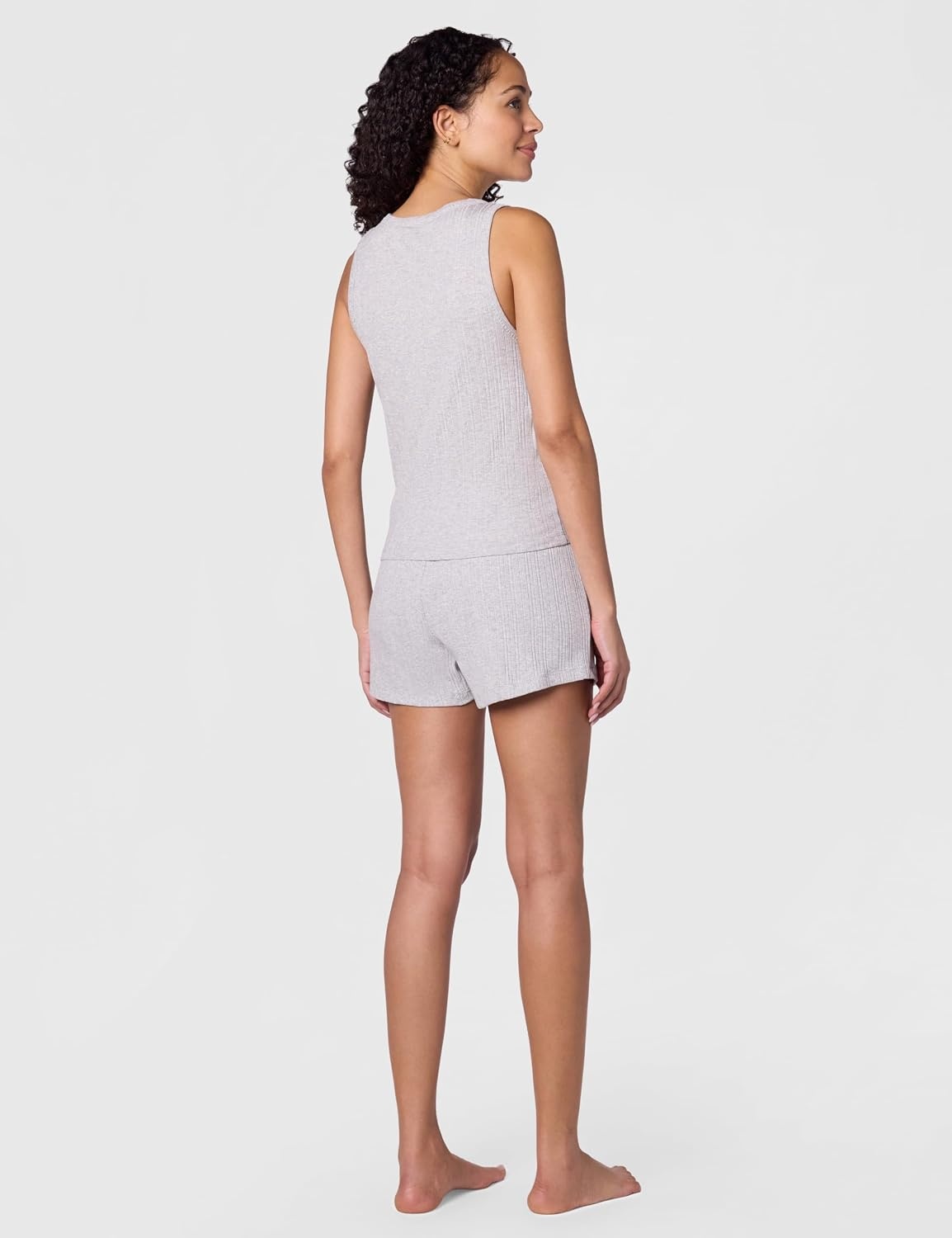image:imageCalvin Klein Womens Refined Rib Tank Short SetGrey Heather