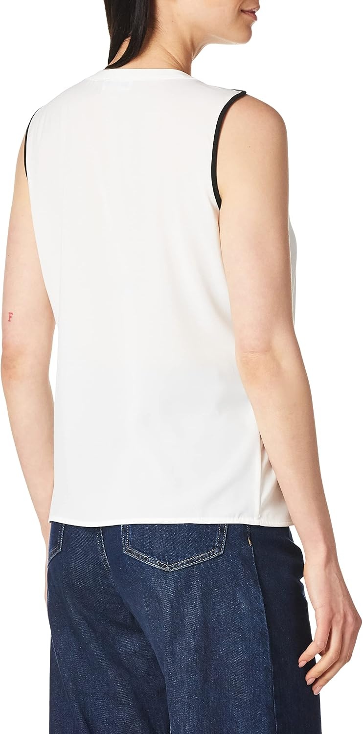 image:imageCalvin Klein Womens Sleeveless Splitneck TopEggshellBlack