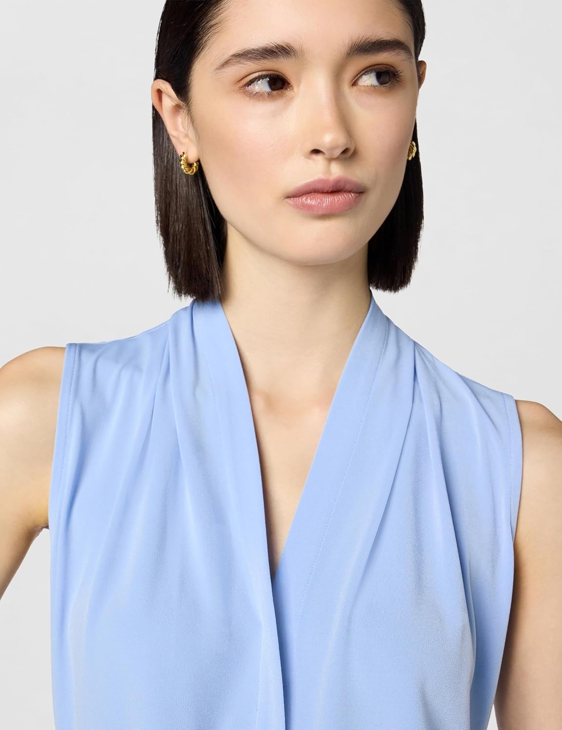 image:imageCalvin Klein Womens Sleeveless VNeck BlouseBaby Blue