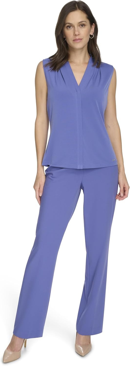 image:imageCalvin Klein Womens Sleeveless VNeck BlouseFuture Dusk