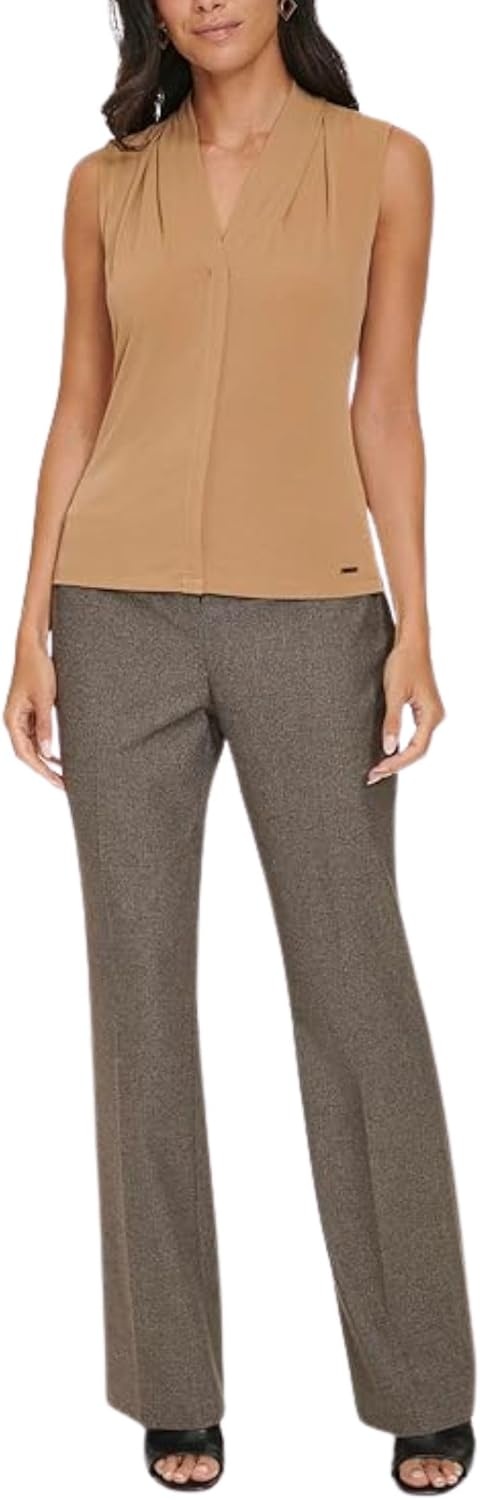 image:imageCalvin Klein Womens Sleeveless VNeck BlouseLuggage