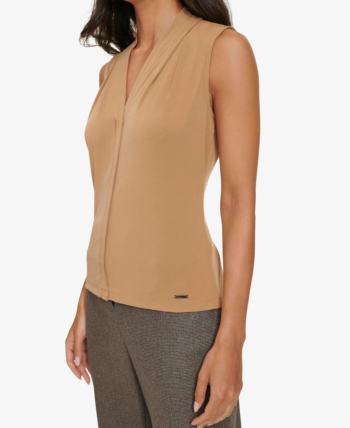 image:imageCalvin Klein Womens Sleeveless VNeck BlouseLuggage
