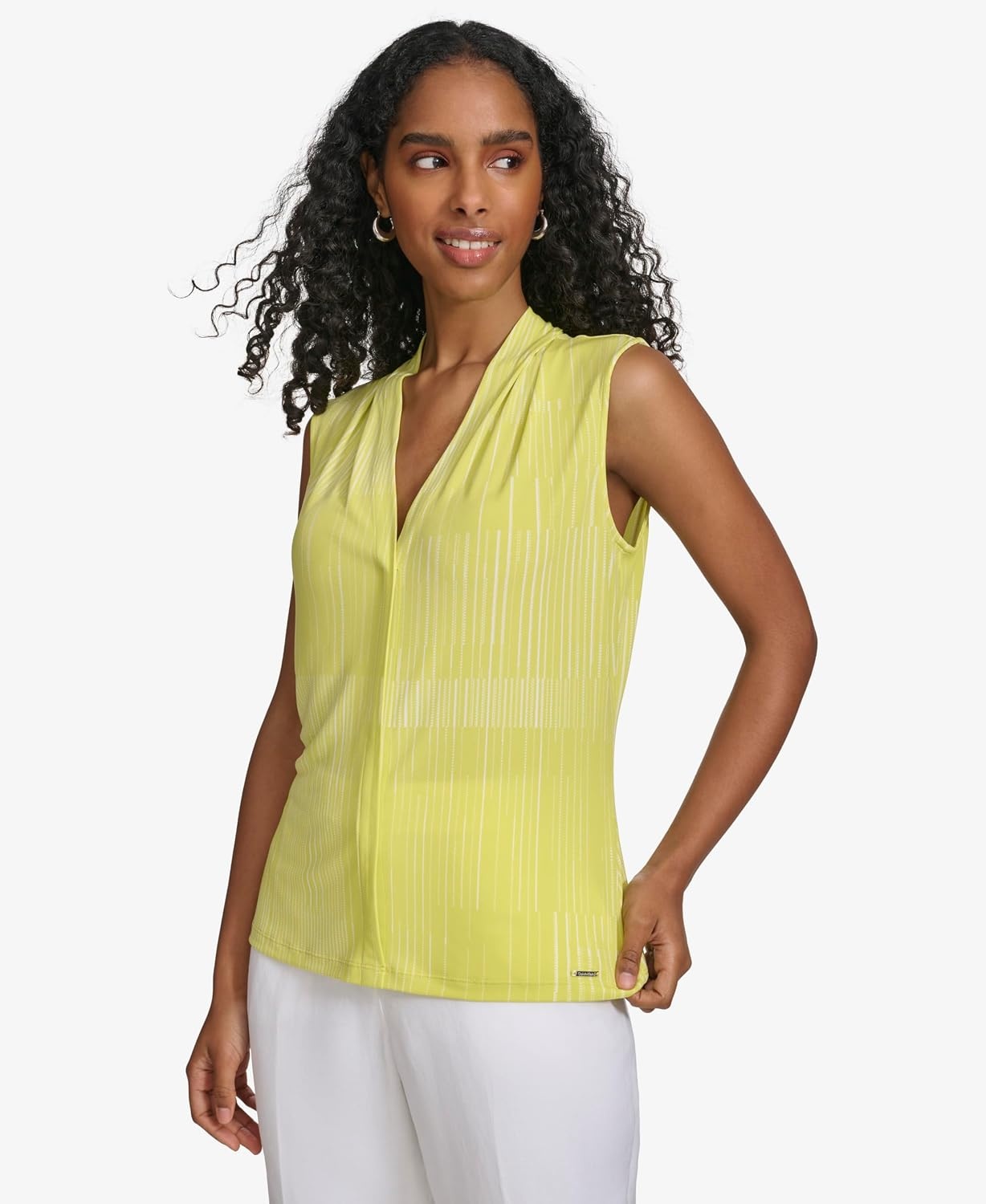 image:imageCalvin Klein Womens Sleeveless VNeck BlousePearWhite