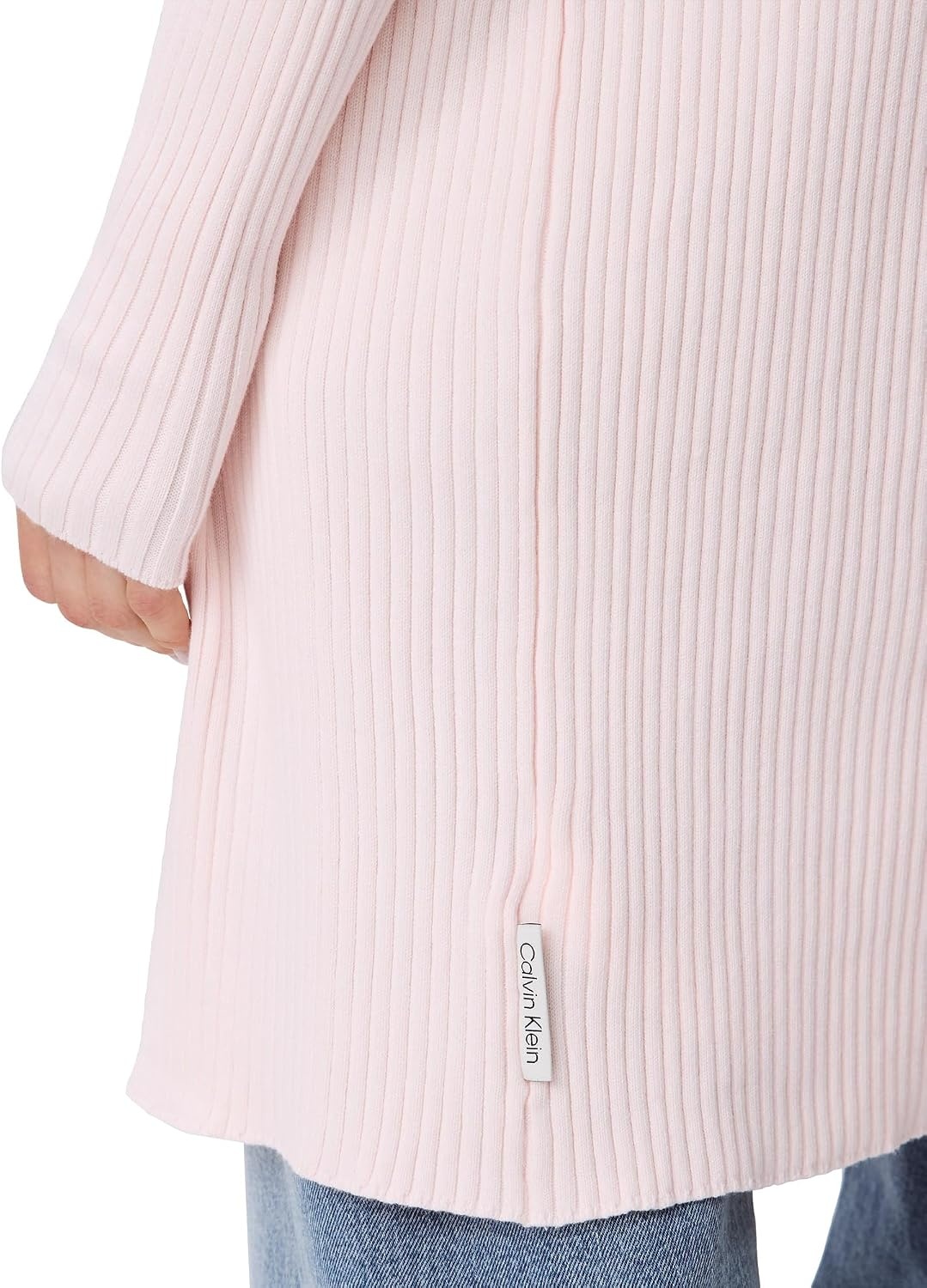 image:imageCalvin Klein Womens Smooth Cotton Rib Sweater DusterPearl