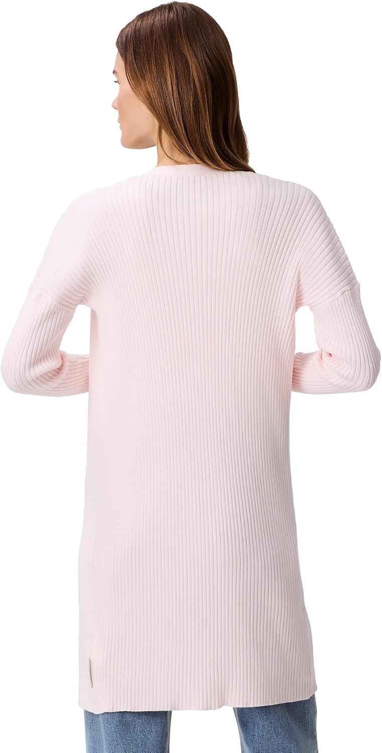 image:imageCalvin Klein Womens Smooth Cotton Rib Sweater DusterPearl