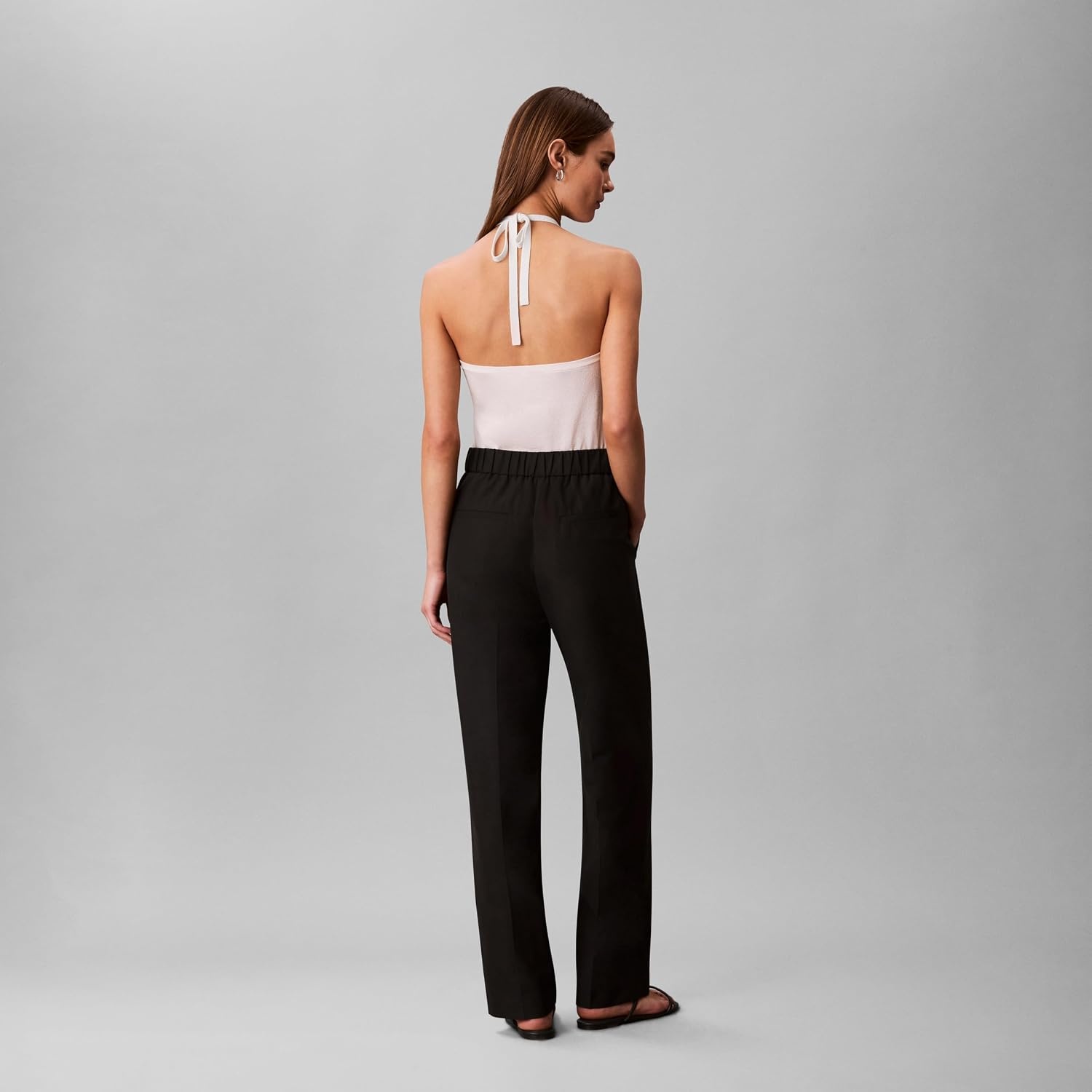 image:imageCalvin Klein Womens Stretch Flannel Slim Straight PantsBlack