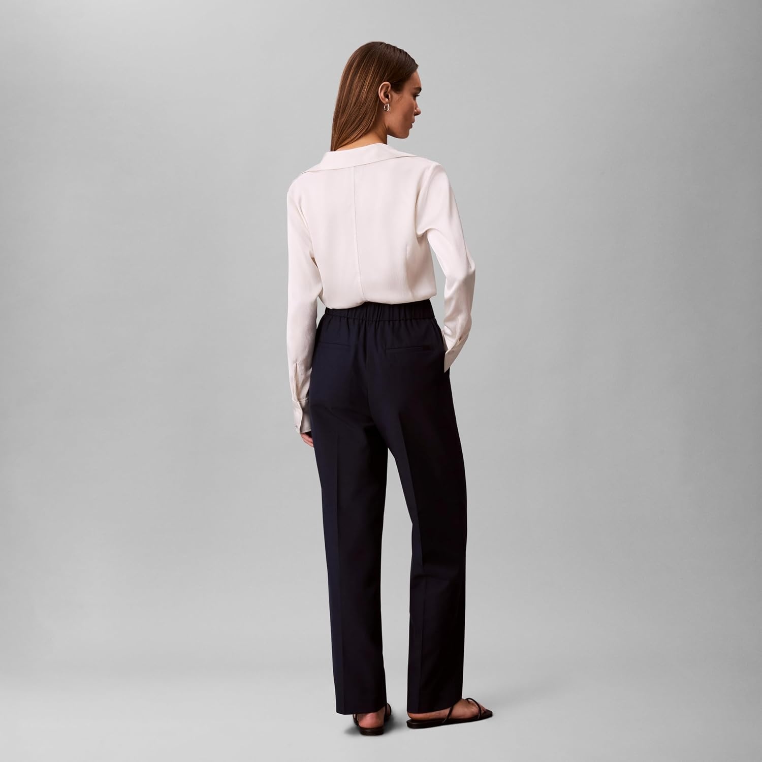 image:imageCalvin Klein Womens Stretch Flannel Slim Straight PantsDark Sapphire