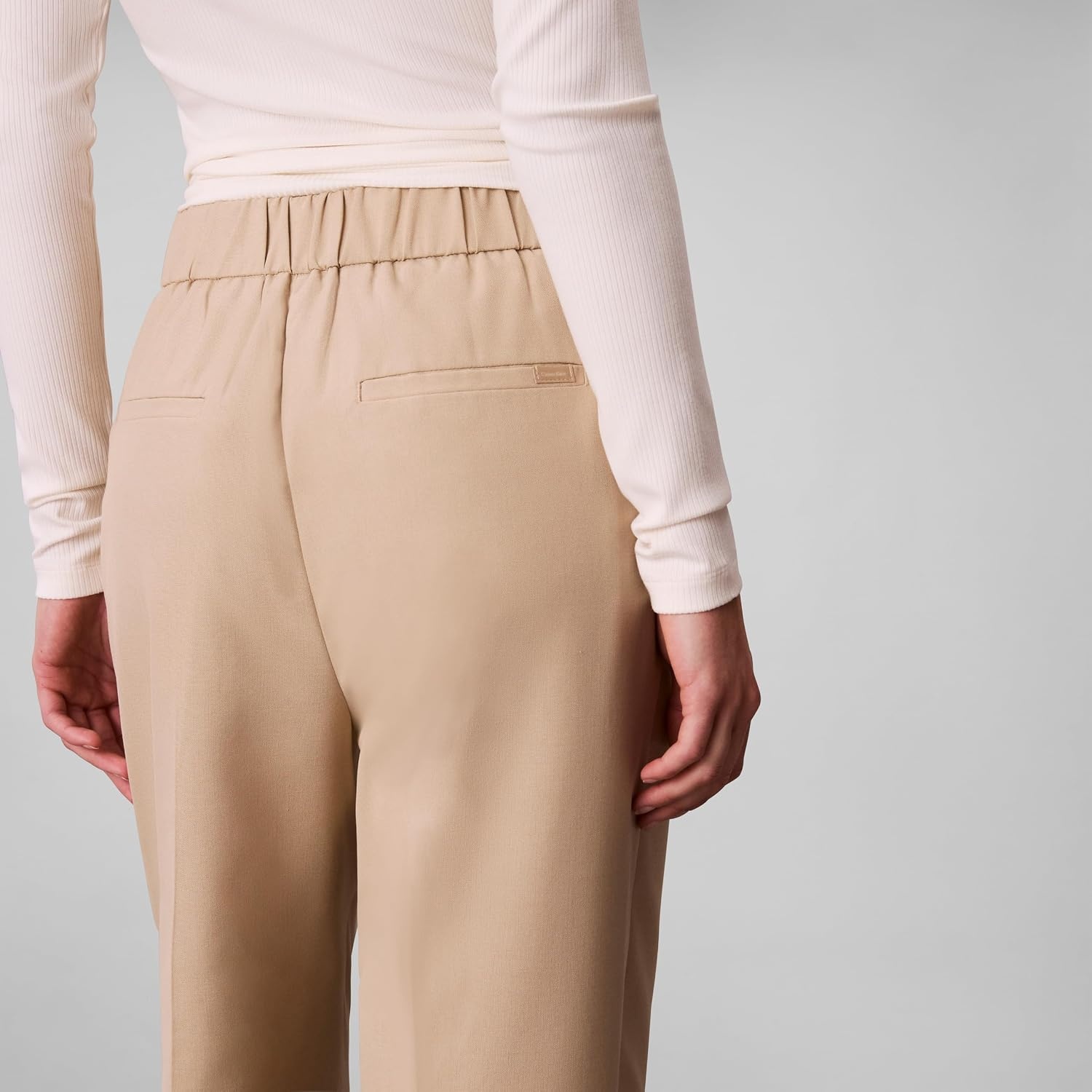 image:imageCalvin Klein Womens Stretch Flannel Slim Straight PantsWhite Pepper