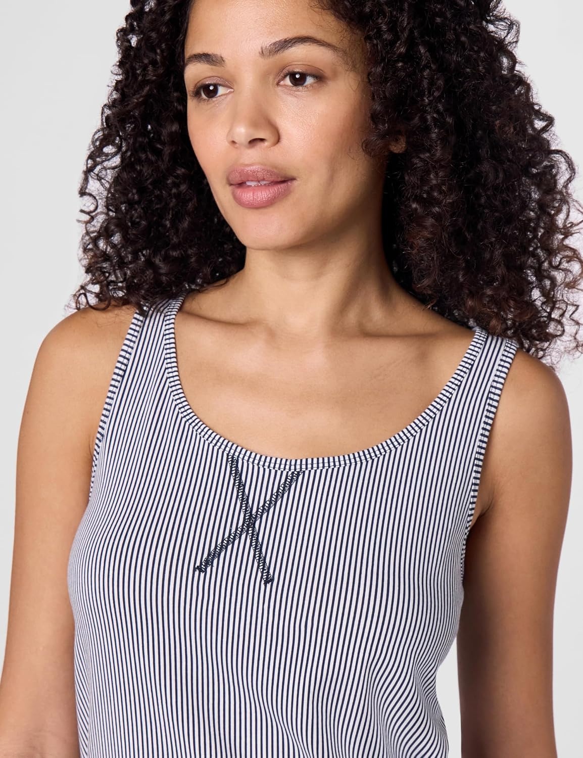 image:imageCalvin Klein Womens Tank Top and Boxer Short Pajama SetDark Navy Seersucker Stripe