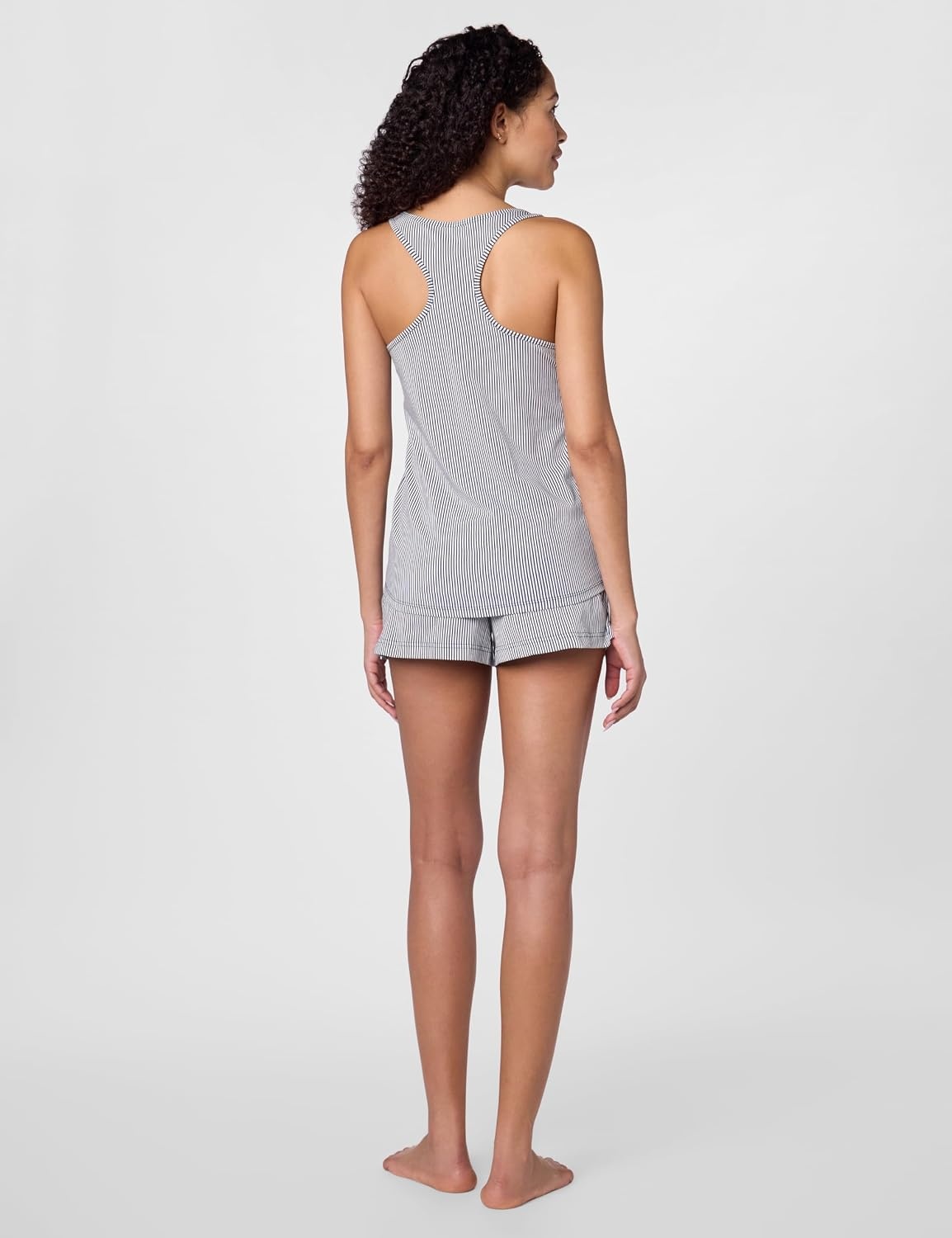 image:imageCalvin Klein Womens Tank Top and Boxer Short Pajama SetDark Navy Seersucker Stripe