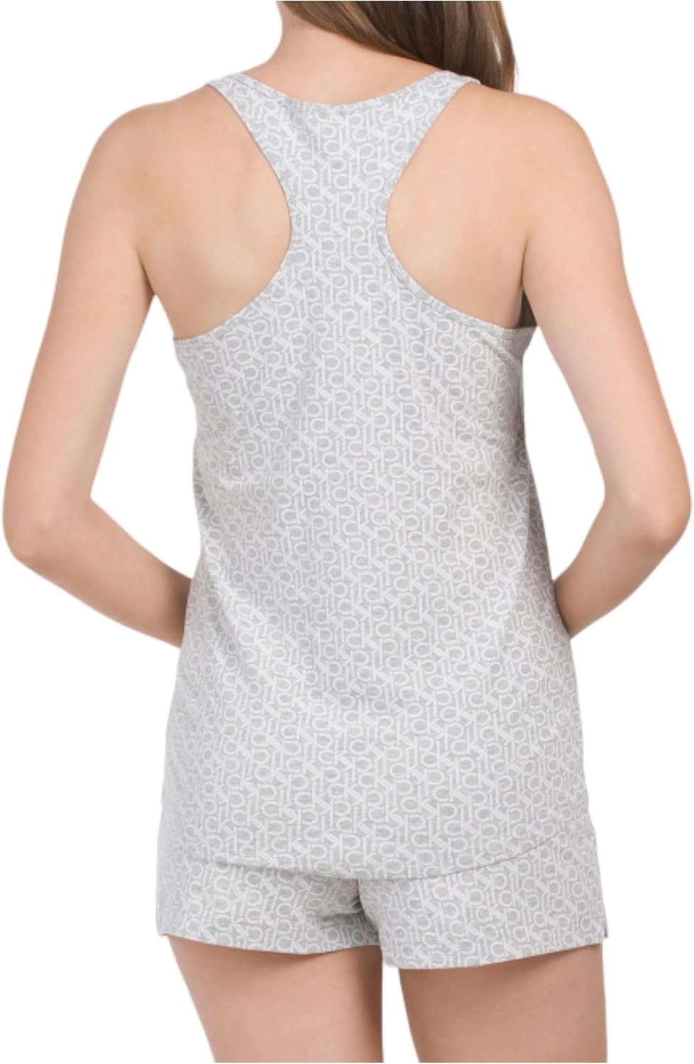 image:imageCalvin Klein Womens Tank Top and Boxer Short Pajama SetGreyqp1026031White