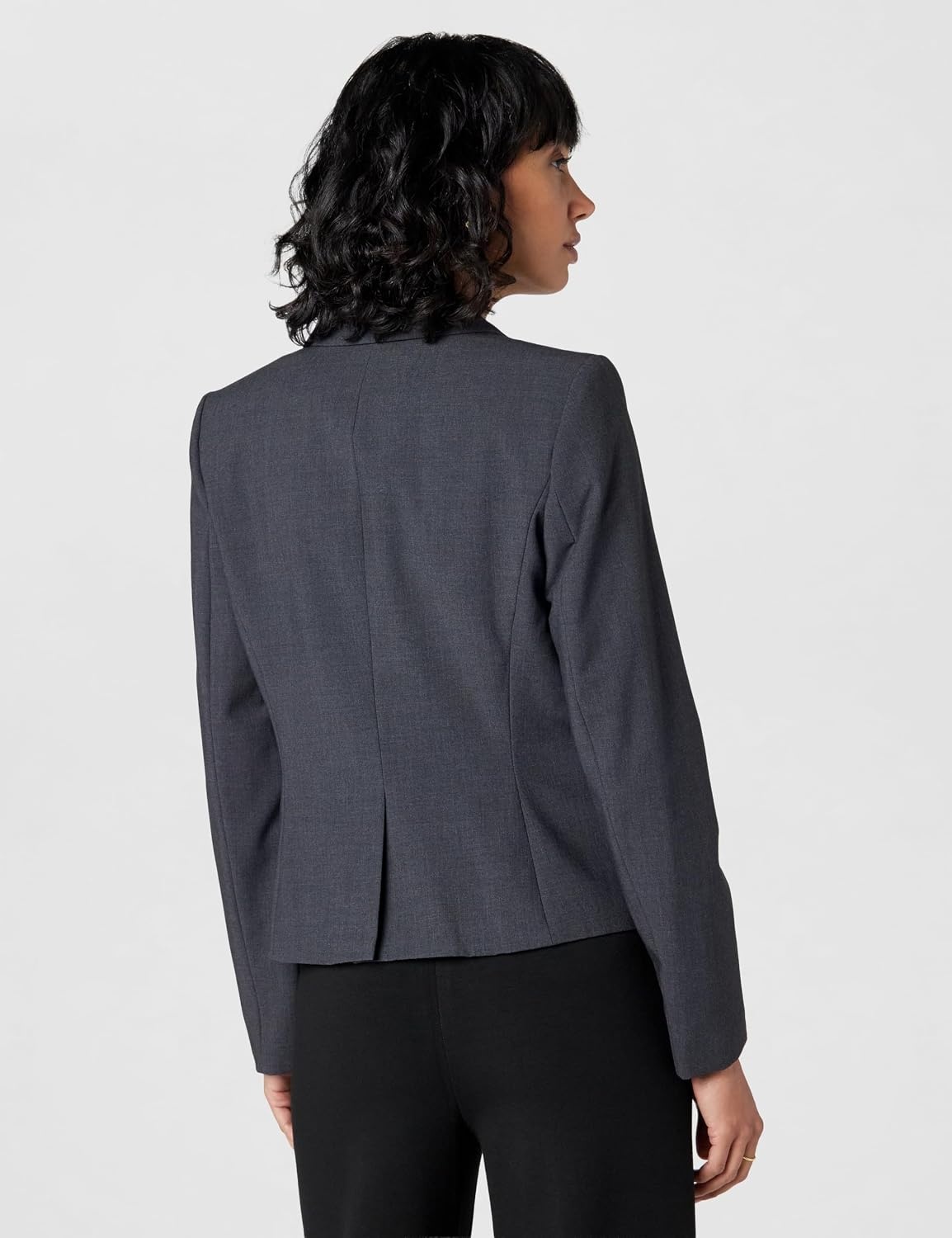 image:imageCalvin Klein Womens Two Button Lux Blazer Petite Standard amp PlusCharcoal