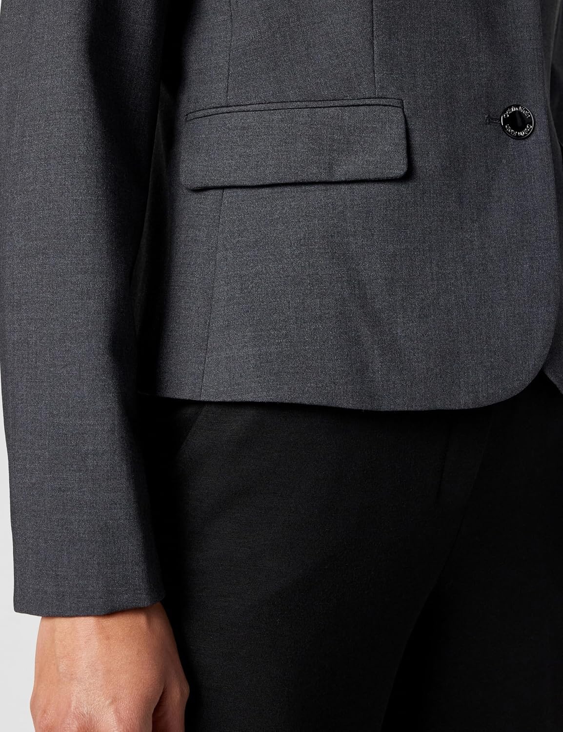 image:imageCalvin Klein Womens Two Button Lux Blazer Petite Standard amp PlusCharcoal