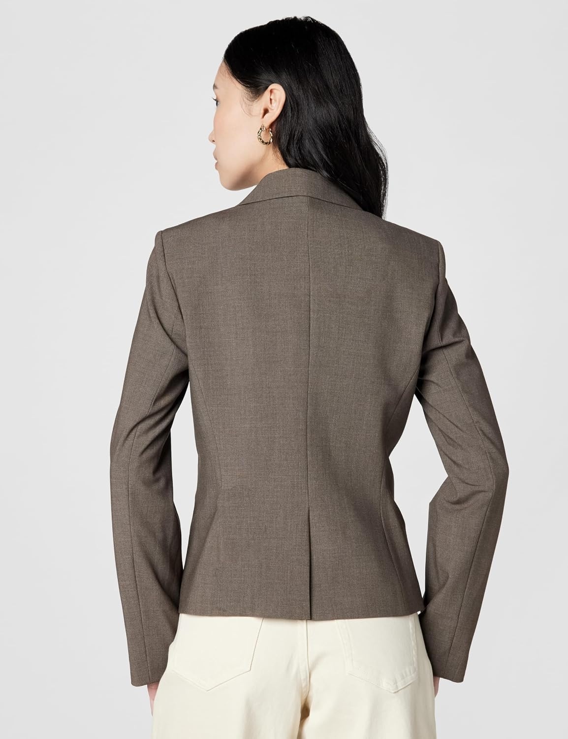 image:imageCalvin Klein Womens Two Button Lux Blazer Petite Standard amp PlusHeather Taupe