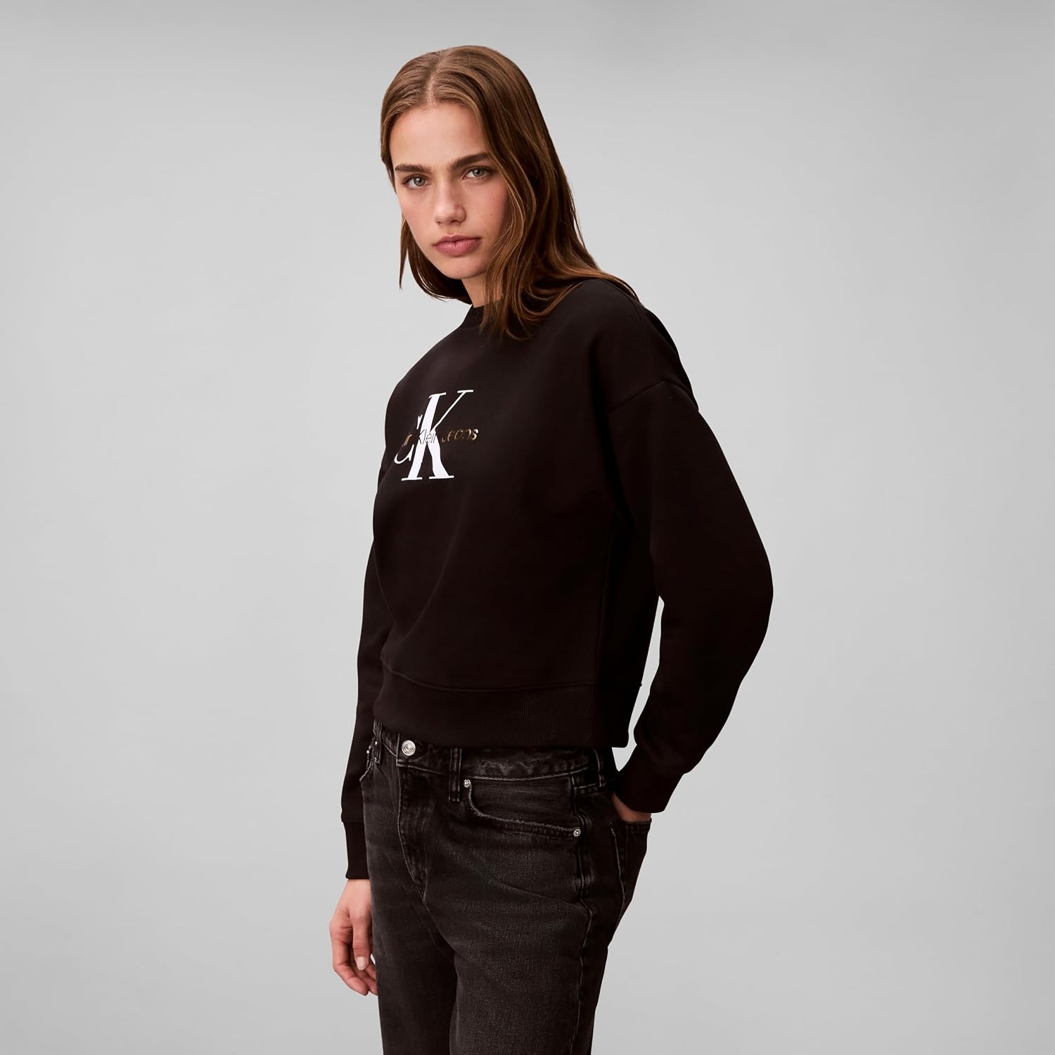 image:imageCalvin Klein womens Monogram Logo CrewneckBlack