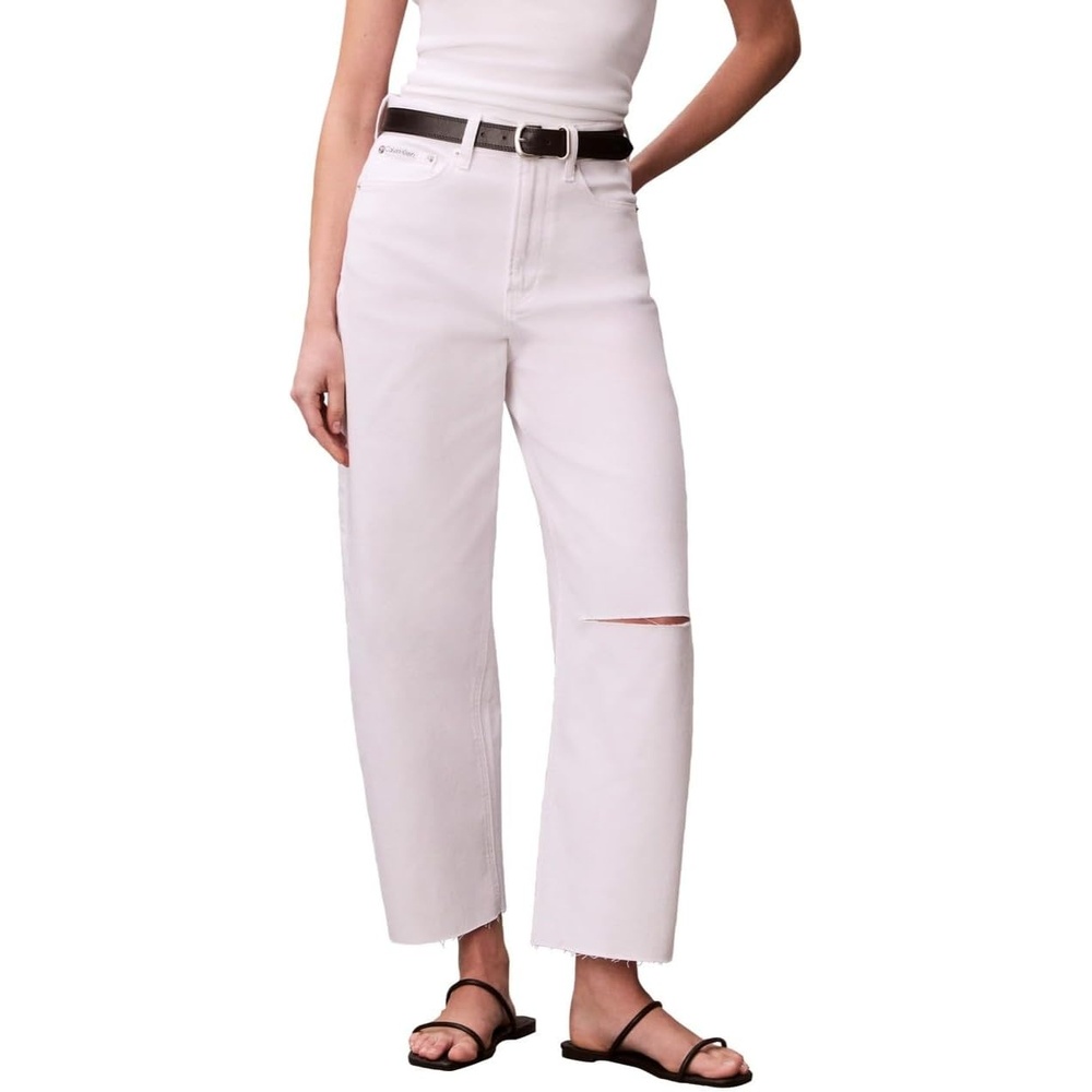image:imageCalvin Klein Womens Barrel Fit JeansOptic White